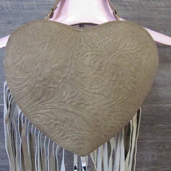 GENUINE LEATHER HANDMADE HANDTOOLED HAIR ON HIDE FRINGED CROSSBODY NIP - Picture 4 of 11